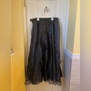 Vintage 1970s Black Taffeta Long Skirt